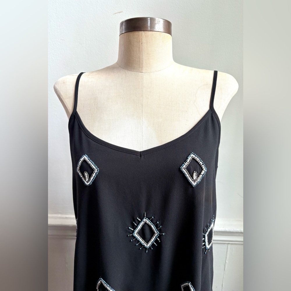 Beaded Boho Little black Spaghetti sleeve dress Old Navy Size Medium Med M - Picture 5 of 5